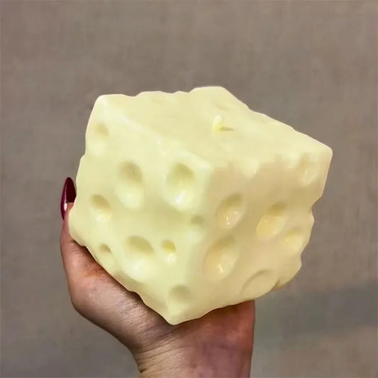 Jumbo Cheese Cube Stress Ball - Want a fun way to de-stress? This jumbo cheese stress ball is soft, squishy, and super satisfying to squeeze for calming ASMR vibes