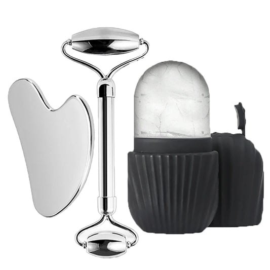1/3 Piece Ice Face Roller -Cooling ice face roller set. Stainless steel facial tools to sculpt, soothe & refresh your skincare routine